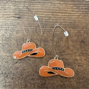 🤠 Orange Cowboy Hat Earrings